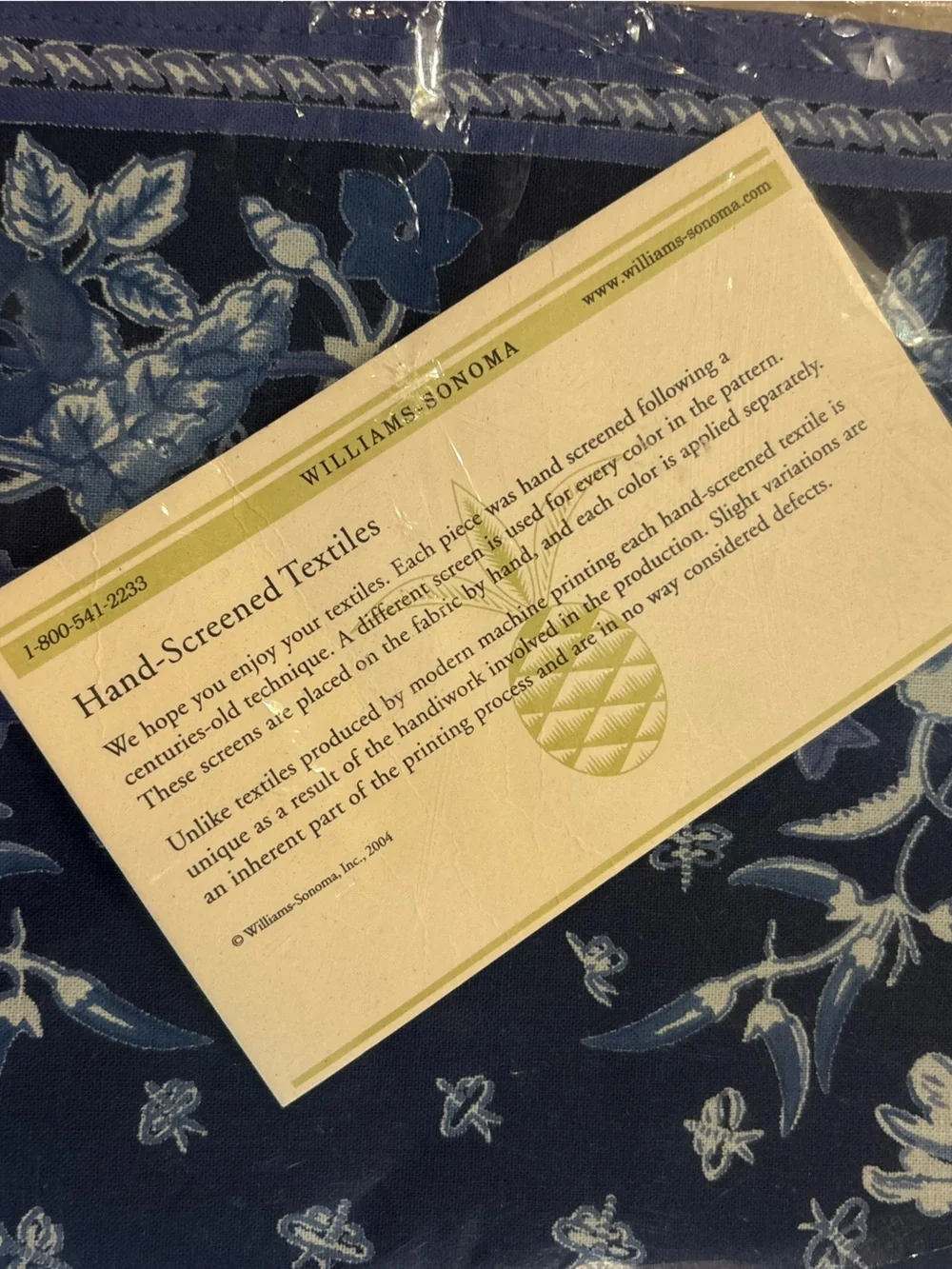Williams Sonoma Placemats Set 4 Blue Hand Screened NEW